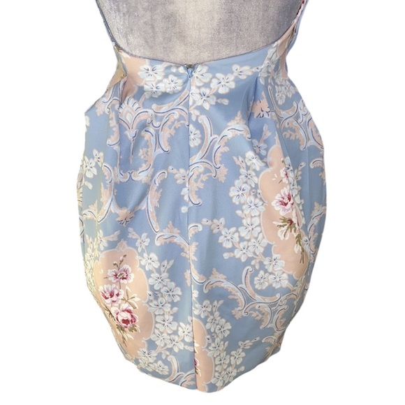 NWT ASOS Design Floral Print Backless Cutout Mini Tulip Dress in Pastel Regal  6 - Picture 11 of 16
